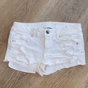 American eagle white distressed shortie